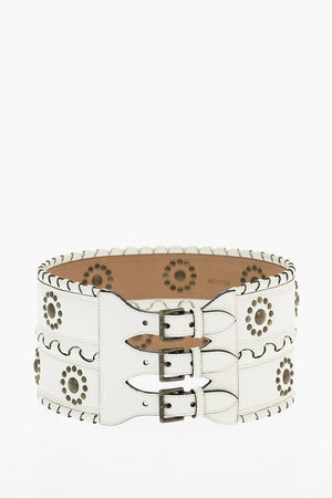 120mm studded leather waist belt