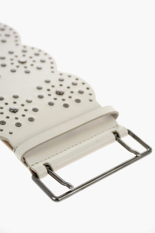 cintura da vita in pelle con borchie 95mm