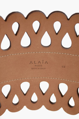 120mm studded leather waist belt with laser cut details
