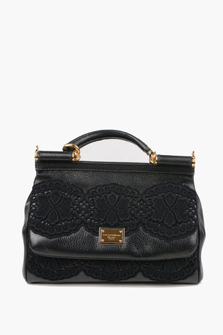 Bauletto in pelle con ricamo crochet
