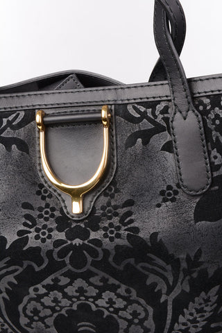 Borsa Tote fantasia antemio in pelle scamosciata