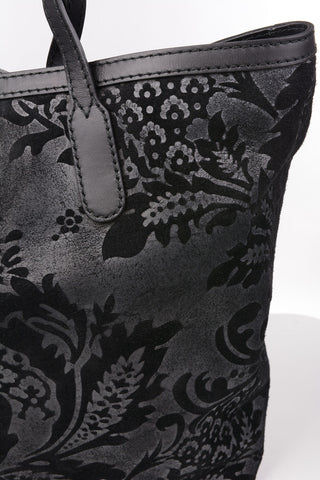 Borsa Tote fantasia antemio in pelle scamosciata