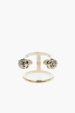 double skull metal ring