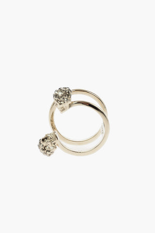 double skull metal ring