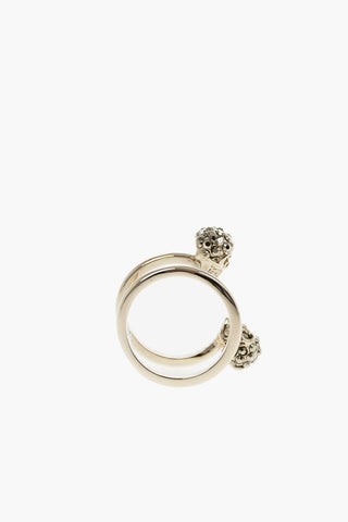 double skull metal ring