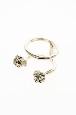 double skull metal ring