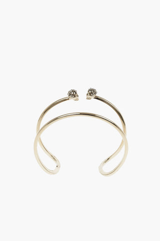 brass Double Thin Raw Twin Skull bracelet