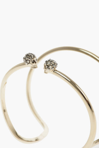 brass Double Thin Raw Twin Skull bracelet