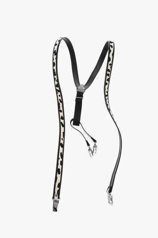 Cow-print ponyskin suspenders