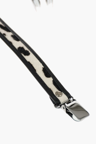 Cow-print ponyskin suspenders