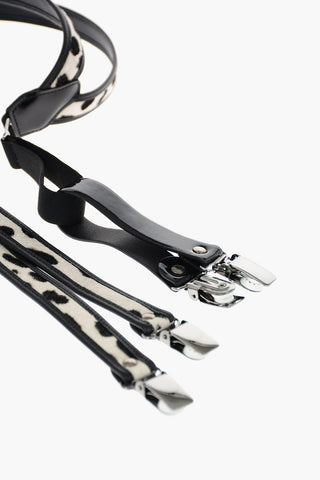 Cow-print ponyskin suspenders
