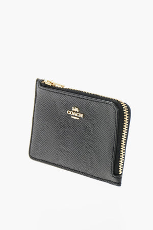 leather card holder with zip closure