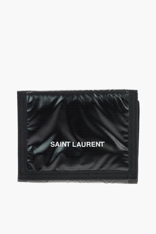 printed logo fabric wallet