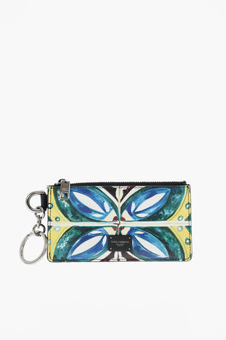 majolica print leather card holder