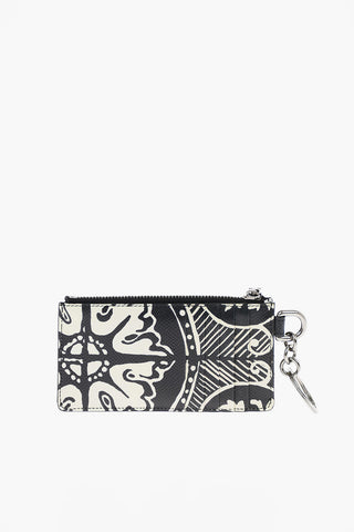majolica print leather card holder