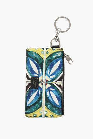 majolica print leather card holder