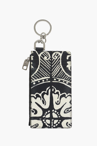 majolica print leather card holder