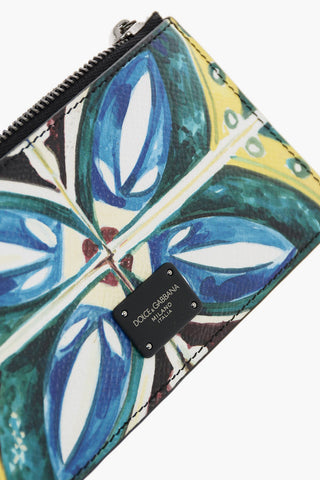majolica print leather card holder