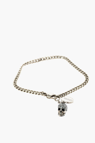metal bracelet with skull charm