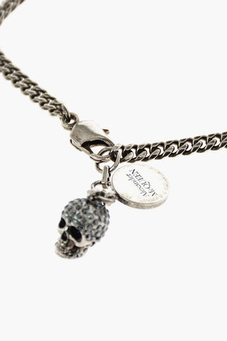 metal bracelet with skull charm