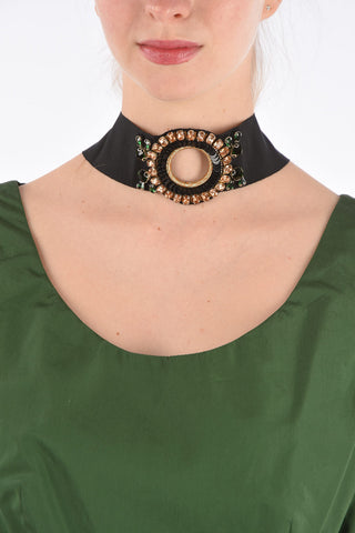fabric necklace with jewels and sequins