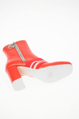 9cm leather ankle boots with logo band and side zip closure