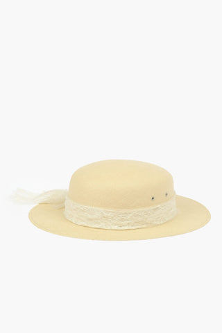 Straw Fedora Hat with Lace