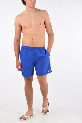 SWIM Solid Color Swim Shorts with Embroidered Logo
