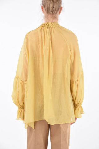 Camicia Drappeggiata con Abbottonatura Nascosta 