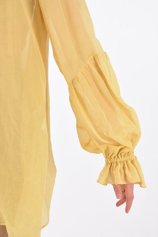 Camicia Drappeggiata con Abbottonatura Nascosta 