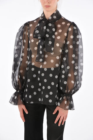 Blusa Tie Neck a Pois