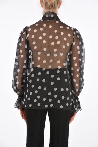 Blusa Tie Neck a Pois