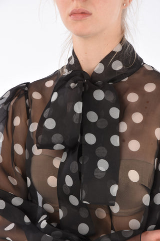 Blusa Tie Neck a Pois