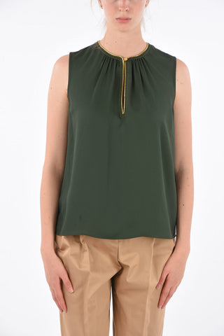 Sleeveless Blouse with Jewel Detail