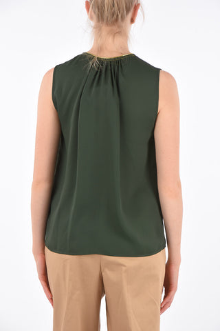 Sleeveless Blouse with Jewel Detail