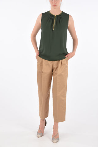 Sleeveless Blouse with Jewel Detail