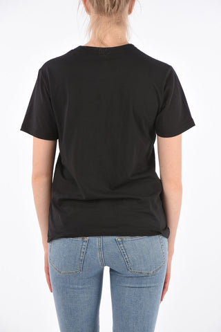 T-Shirt con Logo Ricamato in Paillettes