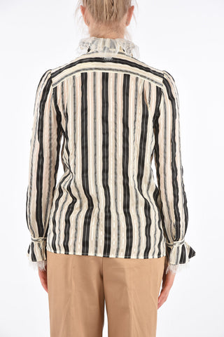 Striped Shirt with Tulle Application