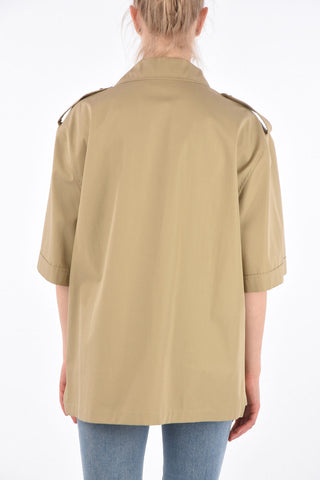 Jewel Button Spread Collar Shirt