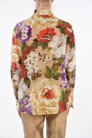 Printed Silk Spread Collar Shirt