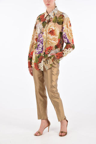 Printed Silk Spread Collar Shirt