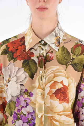Printed Silk Spread Collar Shirt