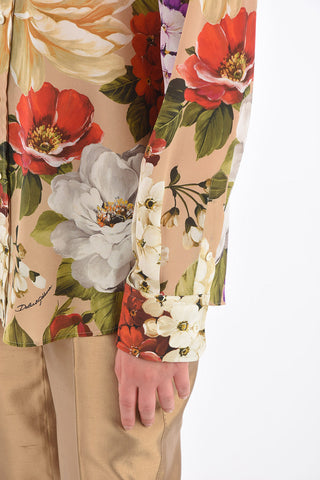 Printed Silk Spread Collar Shirt