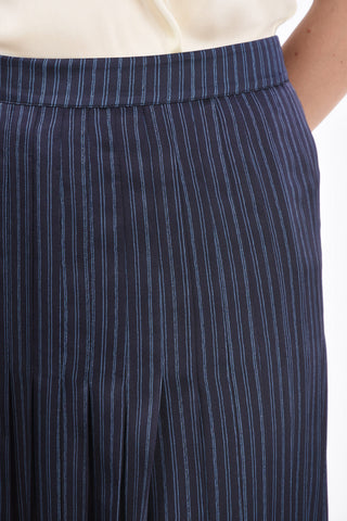 Silk Striped Accordion Skirt