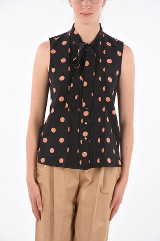 Sleeveless Tie Neck Shirt
