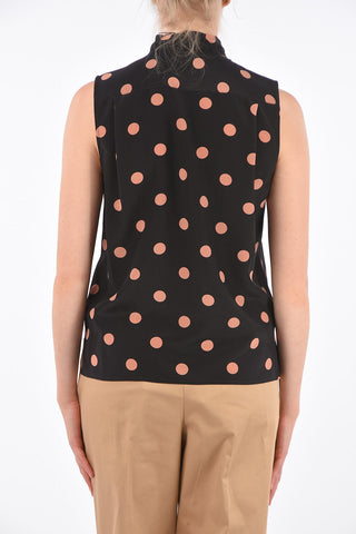 Sleeveless Tie Neck Shirt