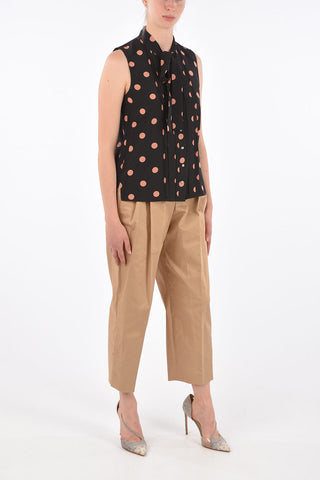 Sleeveless Tie Neck Shirt