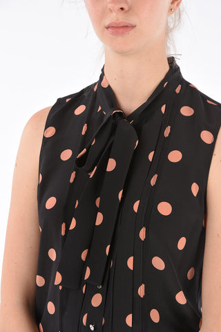Sleeveless Tie Neck Shirt