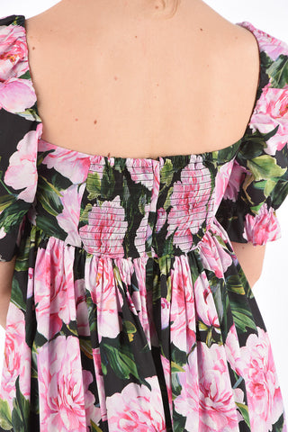 Printed Short Sleeve Flared Dress