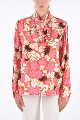 Printed Tie Neck Blouse